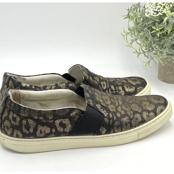 LANVIN Paris Metallic Black Gold Leopard Slip on Brocade Sneaker Size 38 /US 7 - Picture 2 of 14